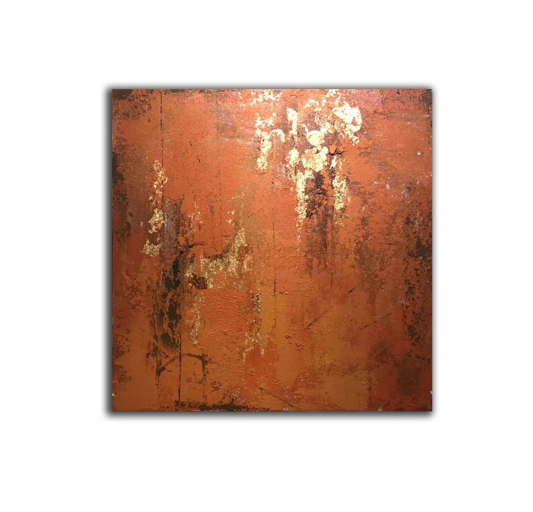 Minimalist Handmade Gold Dining Red Abstract Canvas Wall Art TLYD0